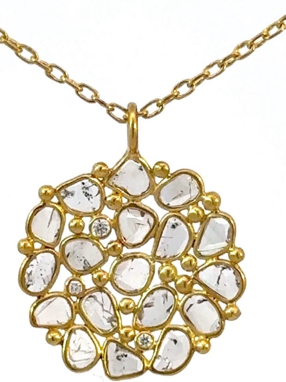 Kothari 18K Yellow Gold Rose Cut Diamond Necklace 3.6g Adjustable